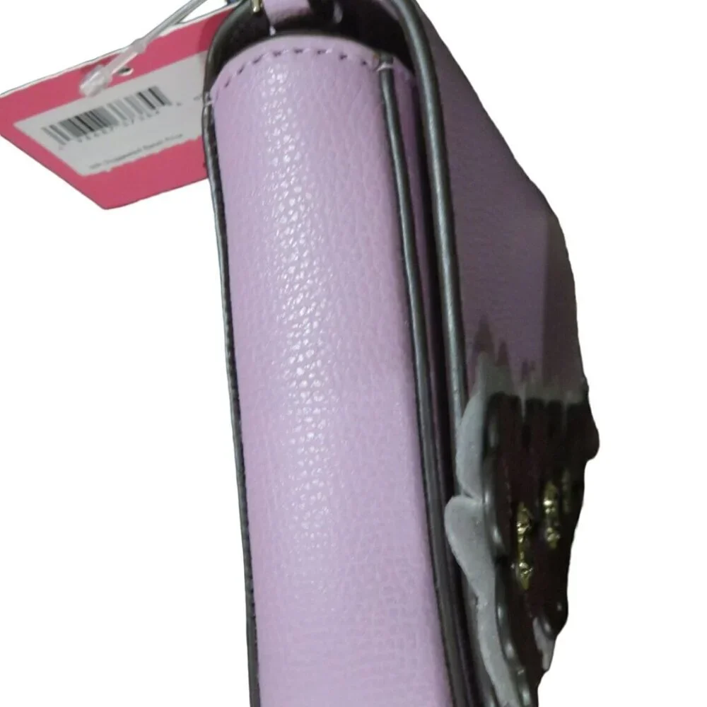 Kate Spade New York Lilac Sylvia Clover Appliqué Chain Crossbody Wallet Clutch